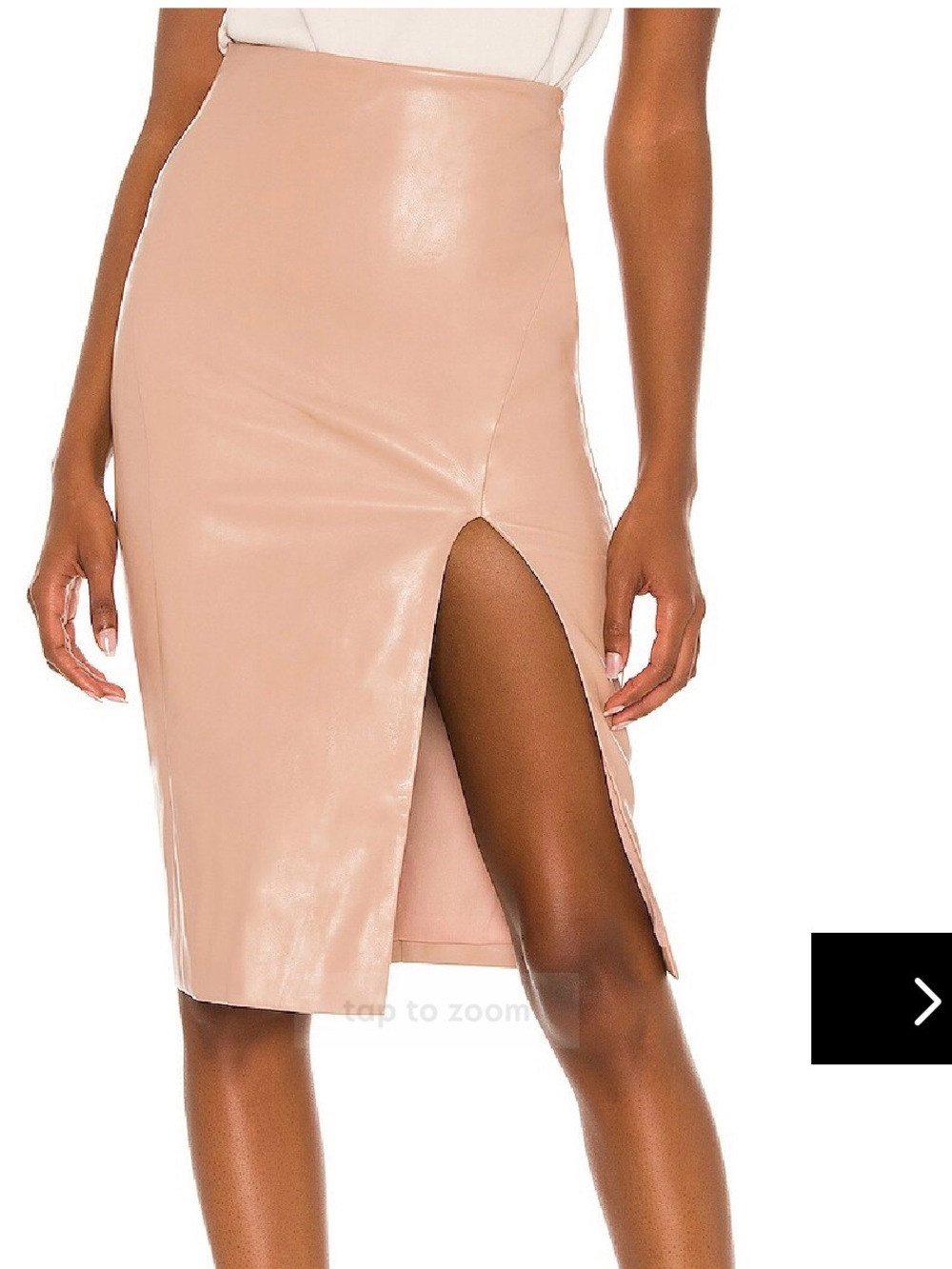 superdown Blush Pink Faux-Leather Midi Skirt with Thigh Slit
